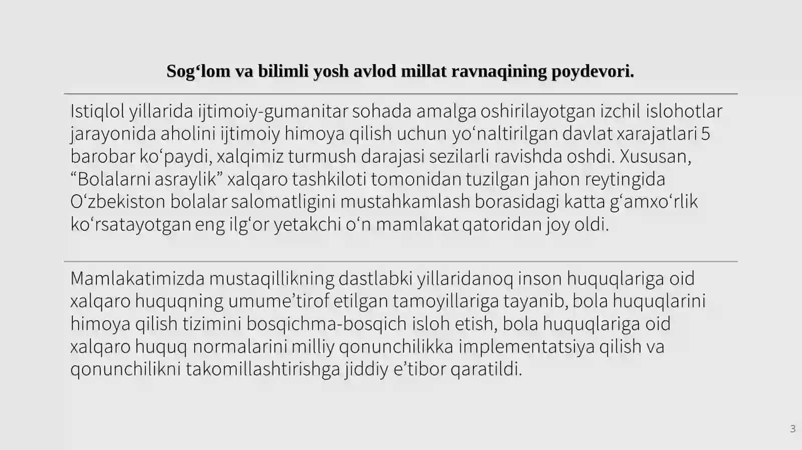 Bola huquqlari kafolatlarining xalqaro va milliy huquqiy asoslari 3