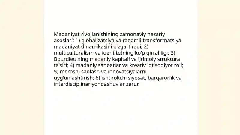 Madaniyat rivojlanishini zamonaviy Konsepsiyasi 3