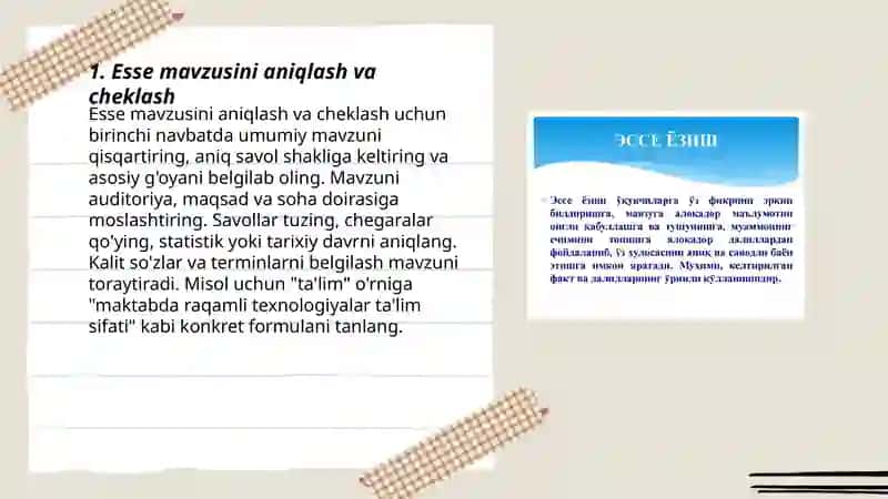 Esse yozish tartibi 3