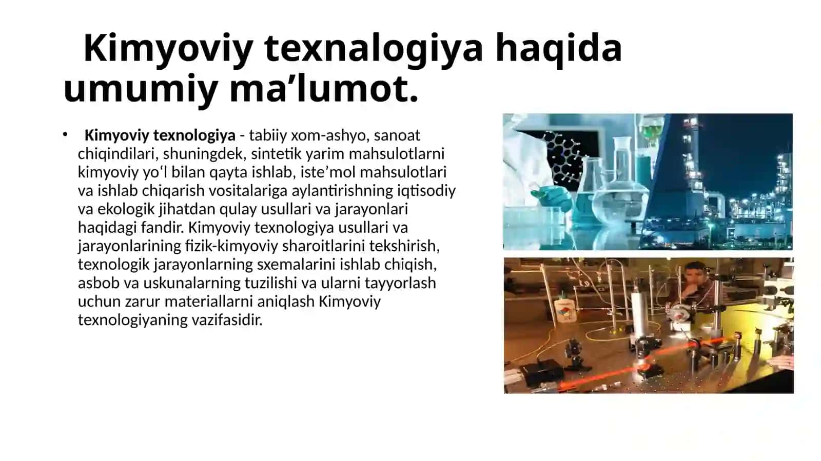 Tayyorgarlar uchun kimyoviy texnologiya 3