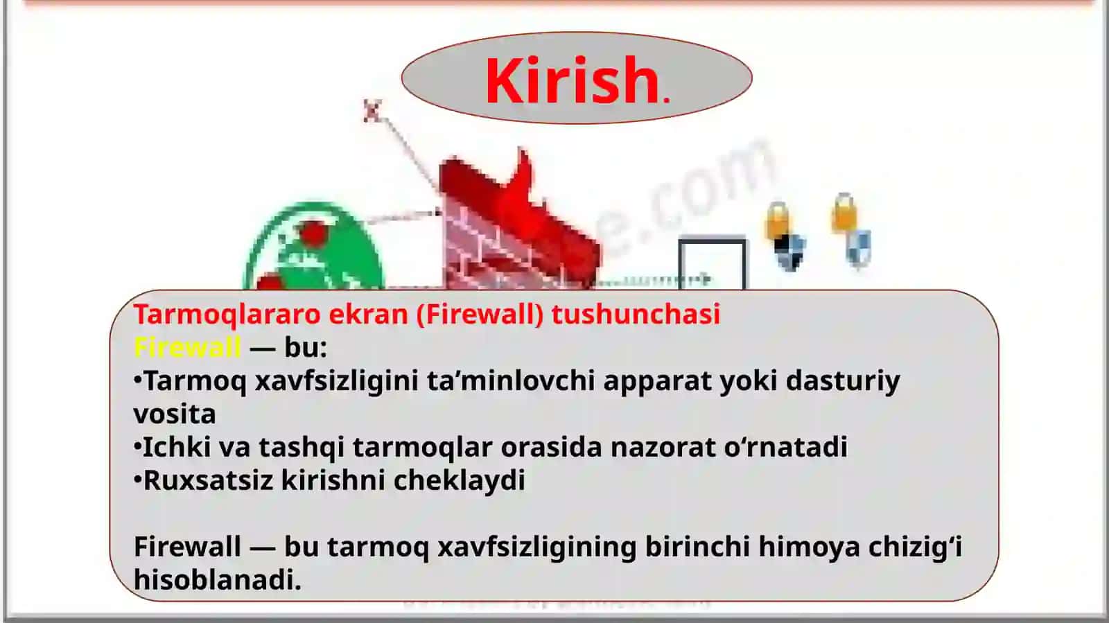 Tarmoqlararo ekranlarning turlari va funksiyalari hamda zamonaviy firewall’larning imkoniyatlari 3