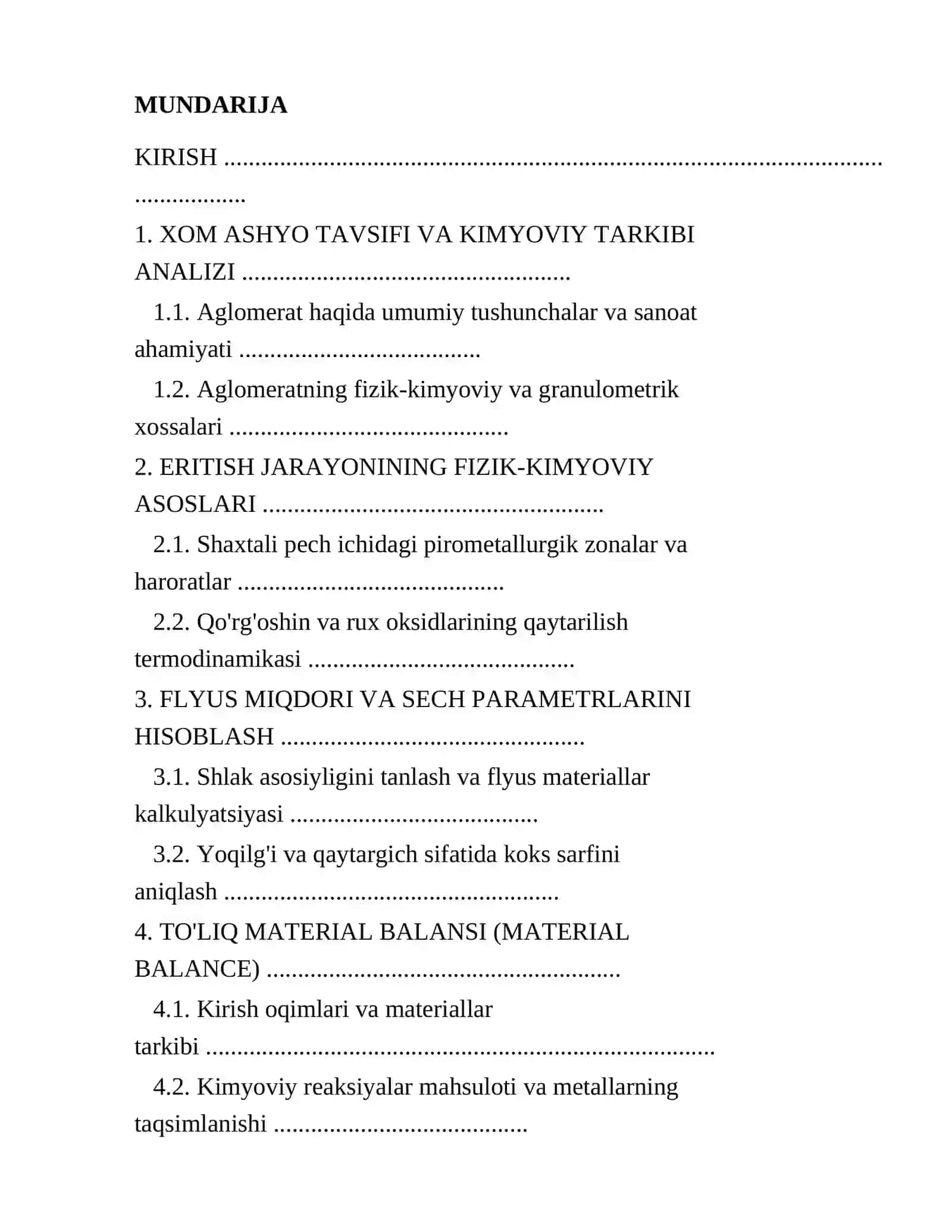 SHAXTALI PECHDA Pb AGLOMERATINI ERITISH TEXNOLOGIYASINI TANLASH VA HISOBLASH 3