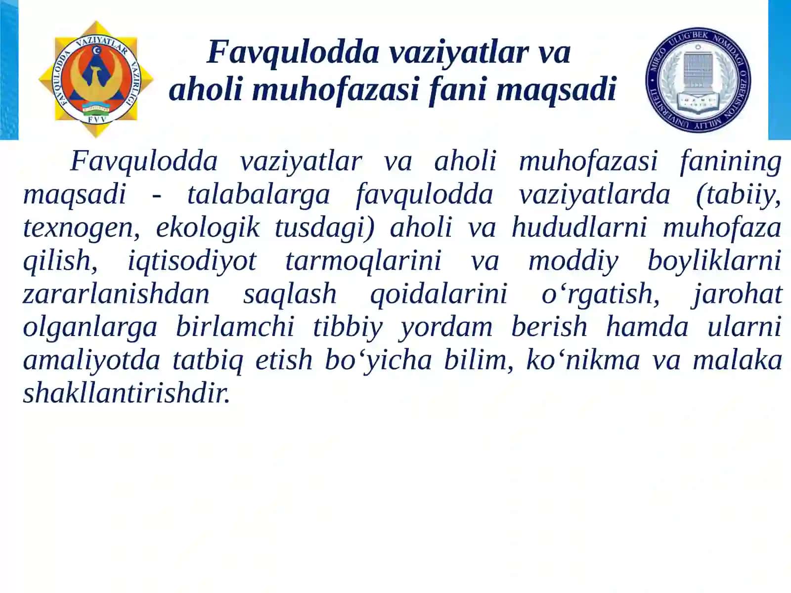 Favquloddavaziyatlarva aholimuhofazasifanigakirish 3