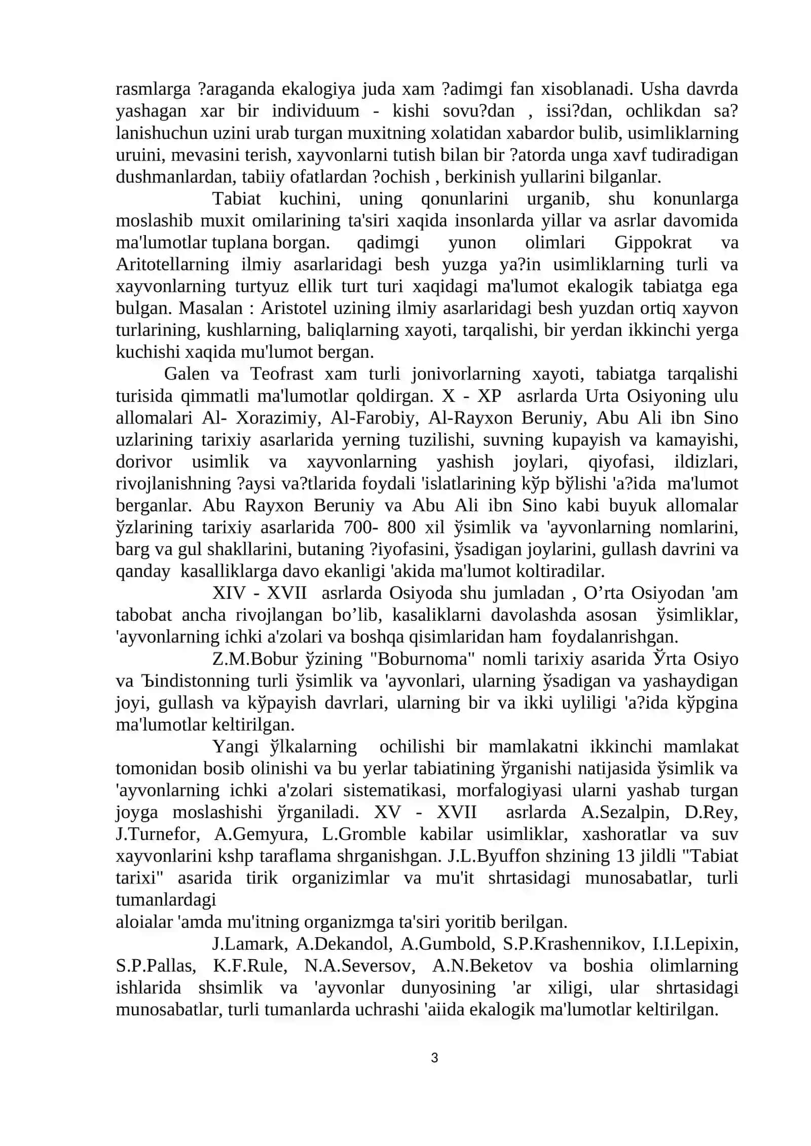 № 1. Ekologiya fani va uning metodlari 3