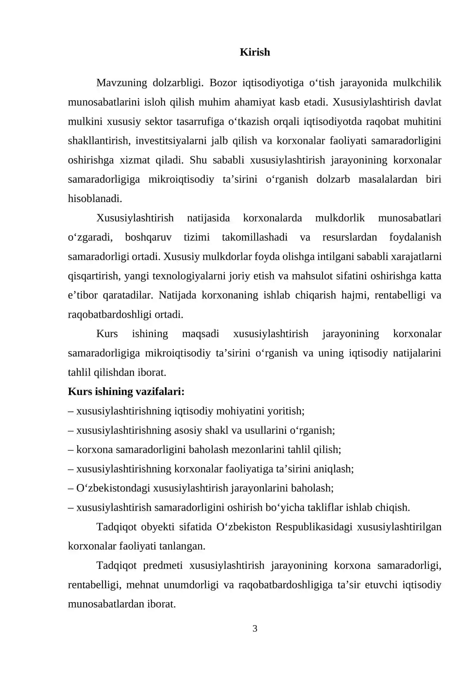 Xususiylashtirish jarayonining korxonalar samaradorligiga mikroiqtisodiy ta’siri 3