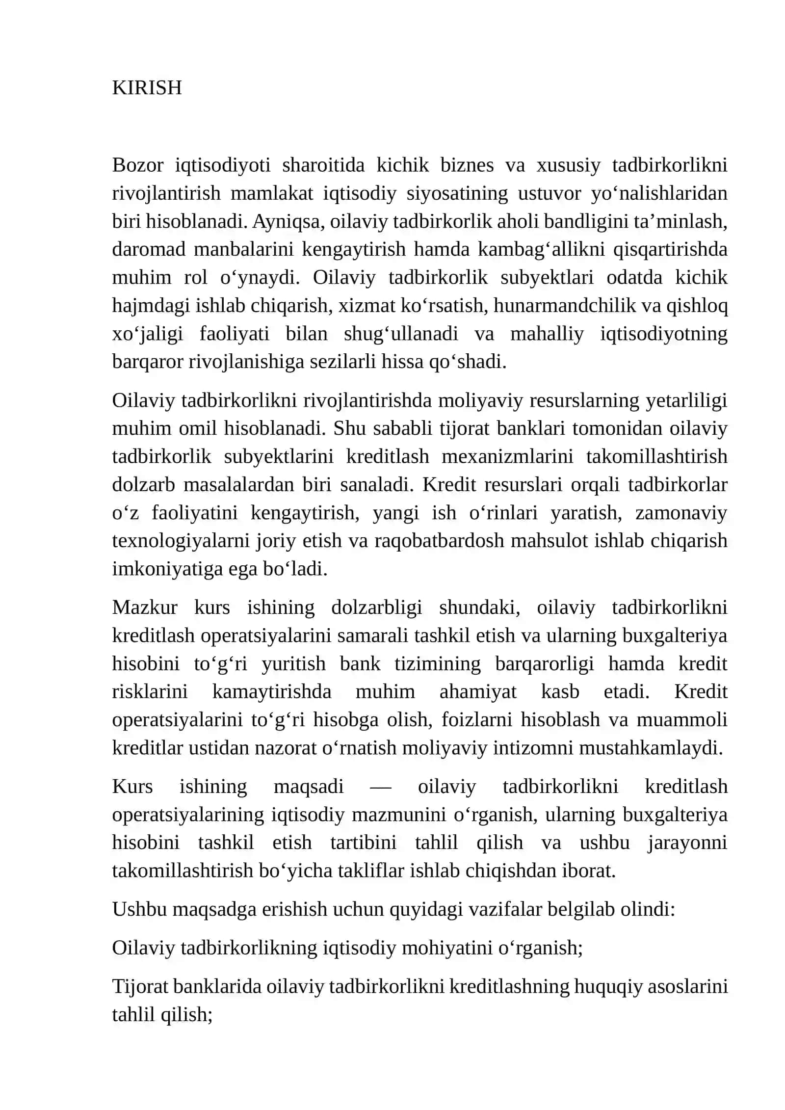 OILAVIY TADBIRKORLIKNI KREDITLASH OPERATSIYALARI,ULAR HISOBINING TASHKIL ETILISHI 3