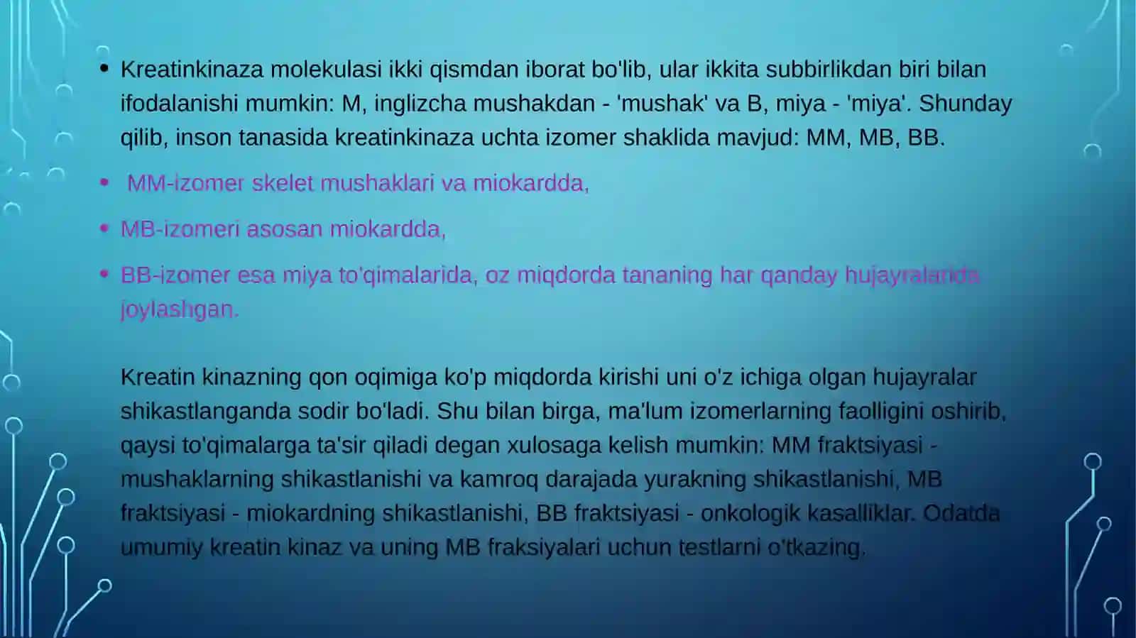 Kreatinfosfokinazaning izoshakllari vq ularni aniqlashning klinik  ahamiyati 3