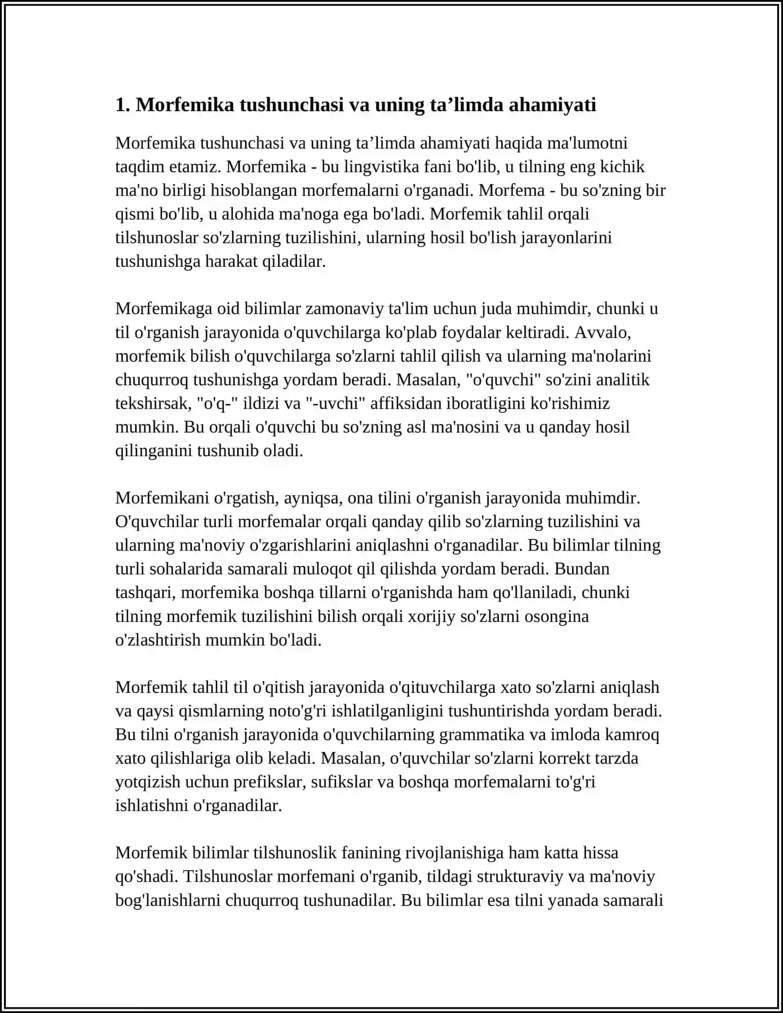 TA‘LIM BOSQICHLARIDA MORFEMIKANI O'QITISHNI LOYIHALASHTIRISH 3
