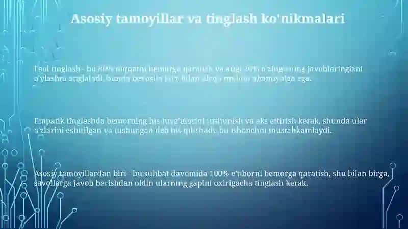 Patsient bilan verbal muloqot ko'nikmalari 3