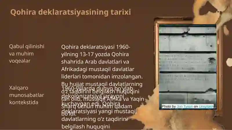 Qohira deklaratsiyasi tarixi va mazmuni 3