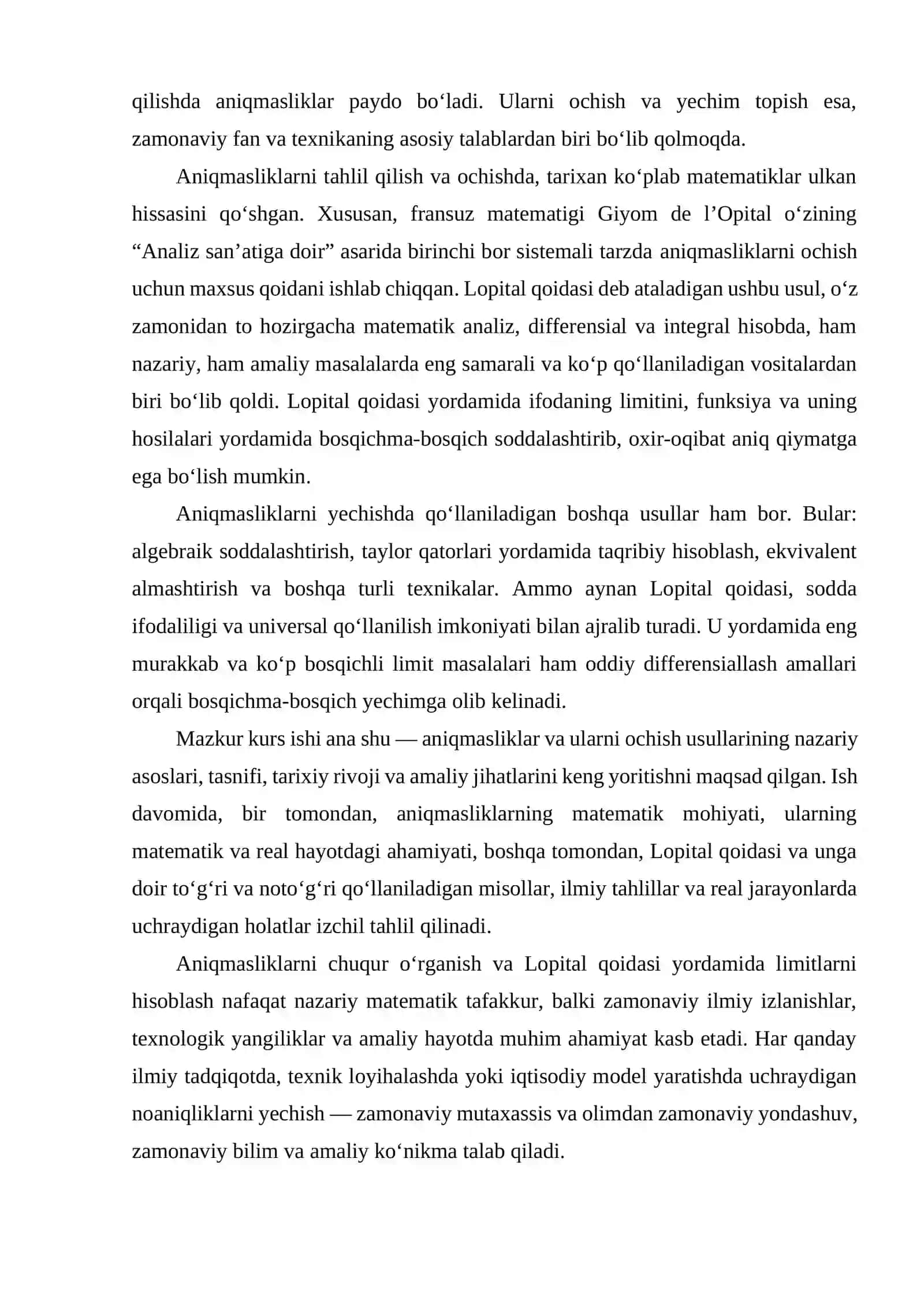 ANIQMASLIKLAR, ANIQMASLIKLARNI OCHISHNING LOPITAL QOIDASI 3