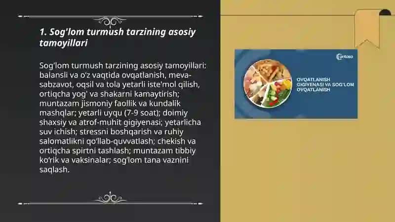 Sog'lom turmush tarzi. Gigiyena. To'g'ri ovqatlanish 3