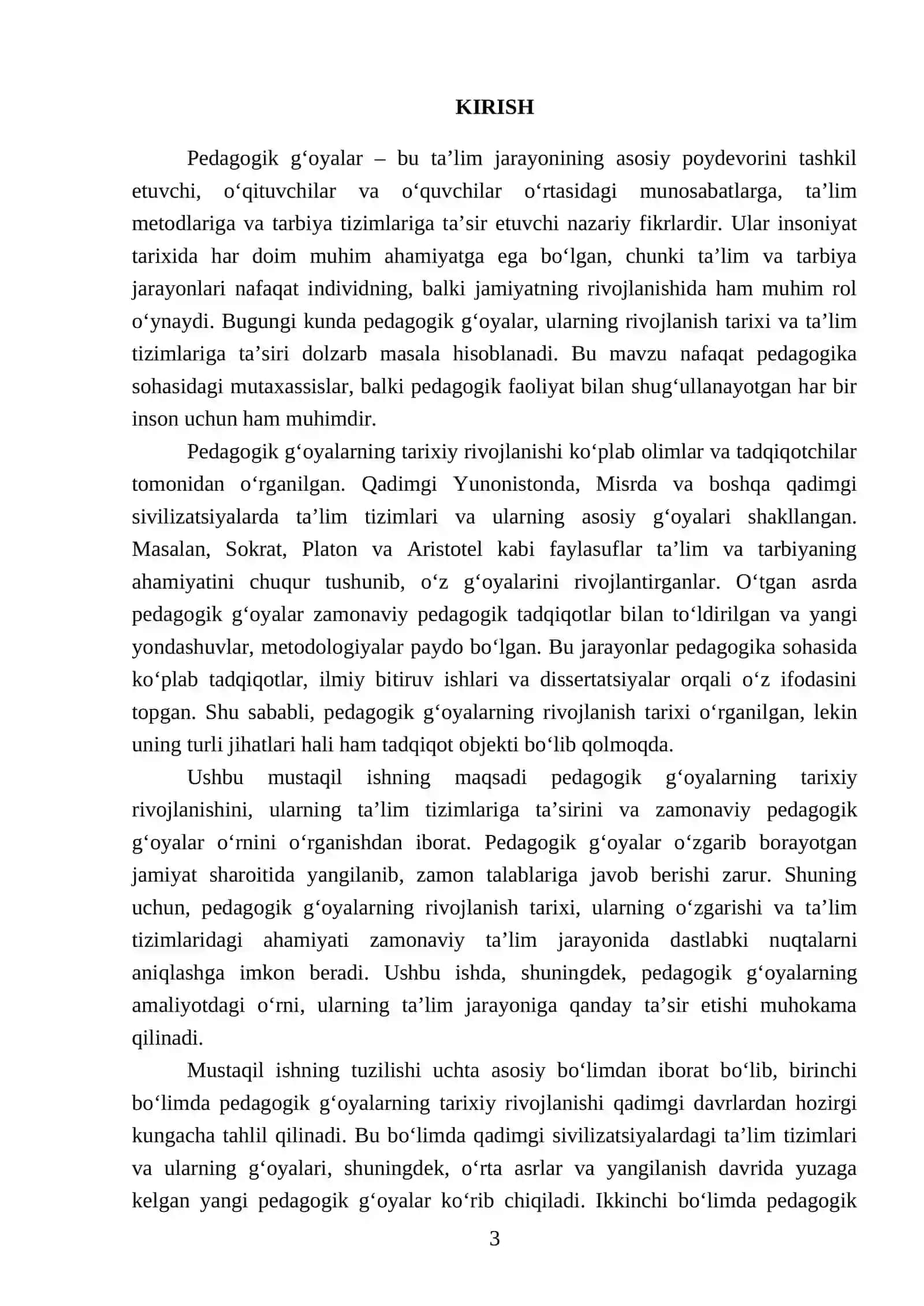 Pedagogik gʻoyalarni rivojlanish tarixi 3