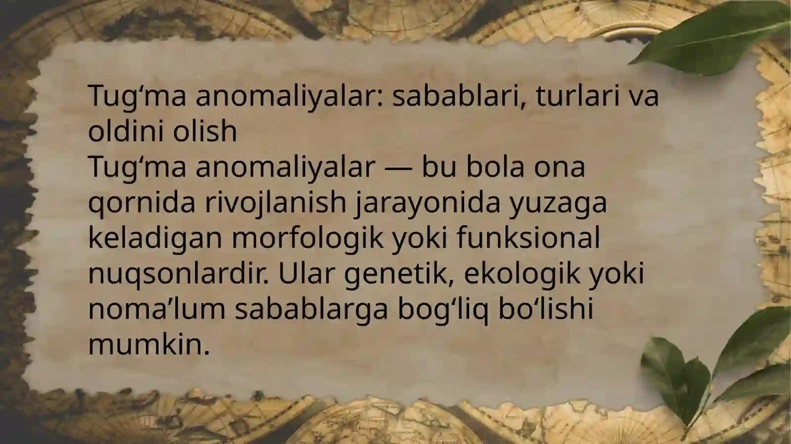 Tug‘ma anomaliyalar, chala tug‘ilganlardagi buzilishlar va to‘satdan bolalar o‘limi sindromi 3