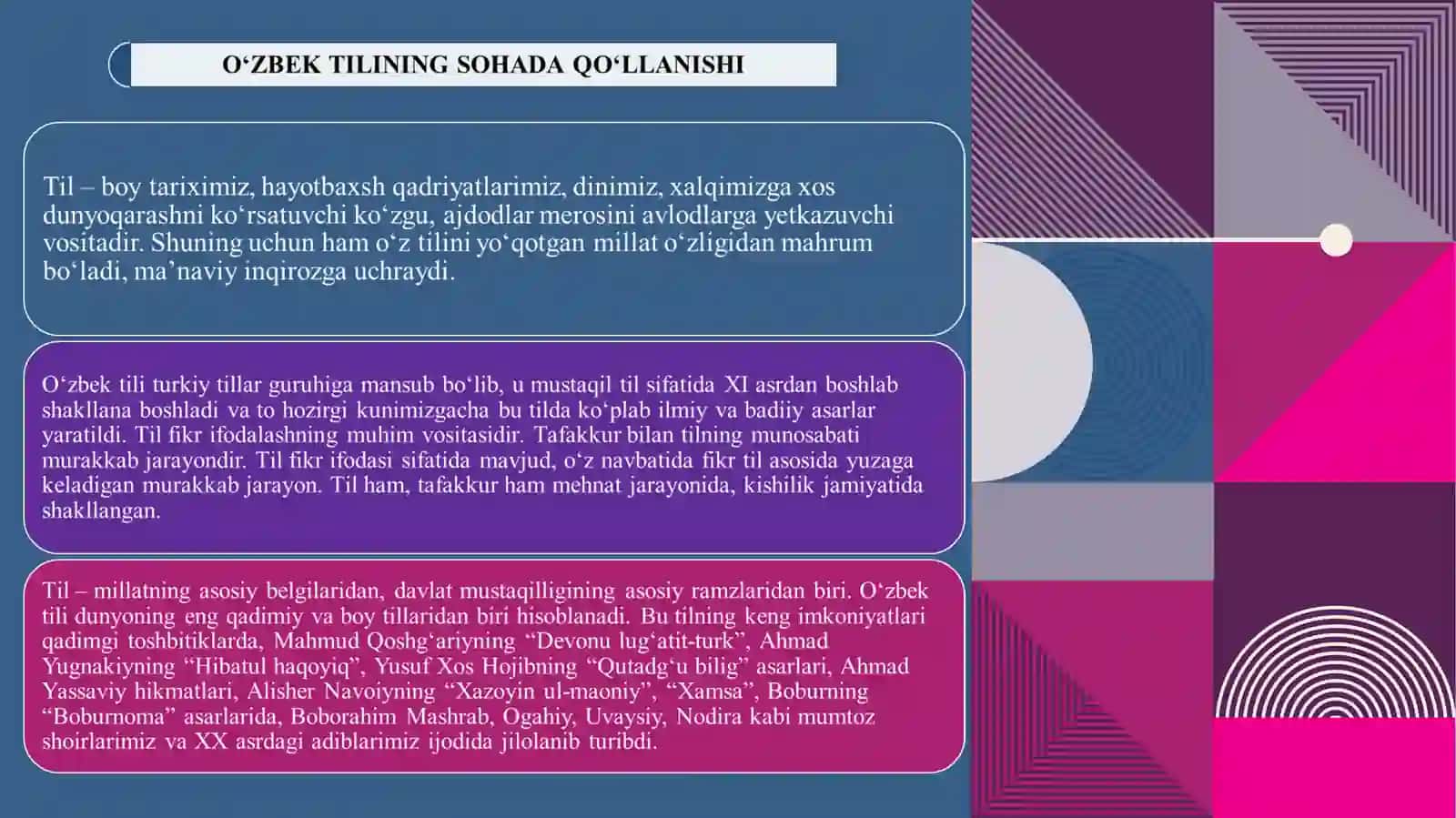 O‘ZBEK TILINING SOHADA QO‘LLANISHI 3