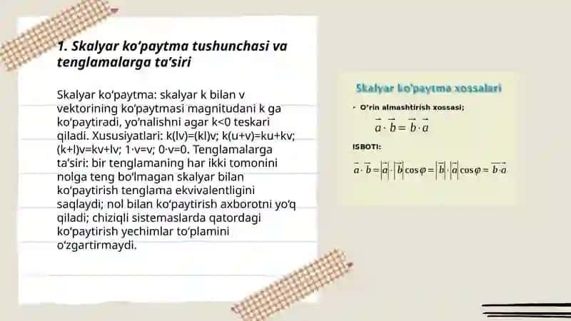 Skalyar koʻpaytmaning tenglamalar yechishga tadbiqlari 3