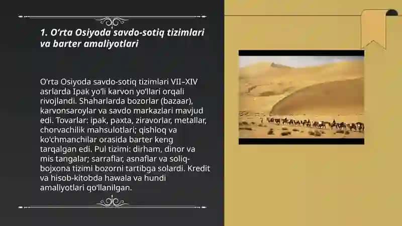 Oʻrta Osiyoda savdo-sotiq tizimlari va barter amaliyotlari 3