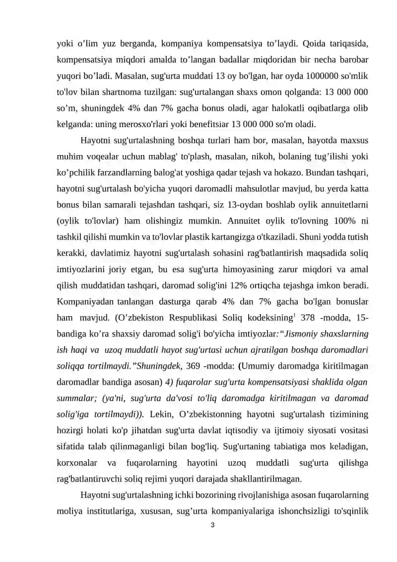 O’zbekiston respublikasi sug’urta kompaniyalarining investitsion siyosatini takomillashtirish yo’nalishlari 3