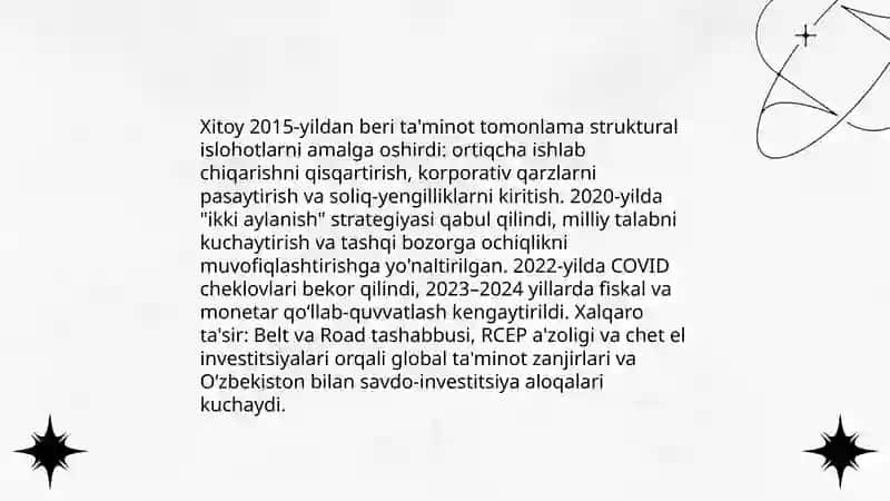 Xitoy xalq respublikasi iqtisodiyoti va jahon mamlakatlari va Uzbekiston bilan olib borilayotgan iqtisodiy munosabatlarni tahlili 3