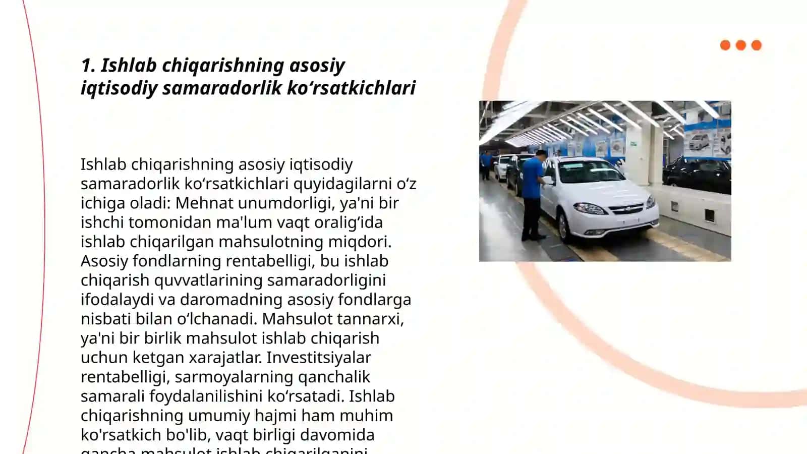 Ishlab chiqarishning iqtisodiy samaradorligi va uning koʻrsatkichlari 3