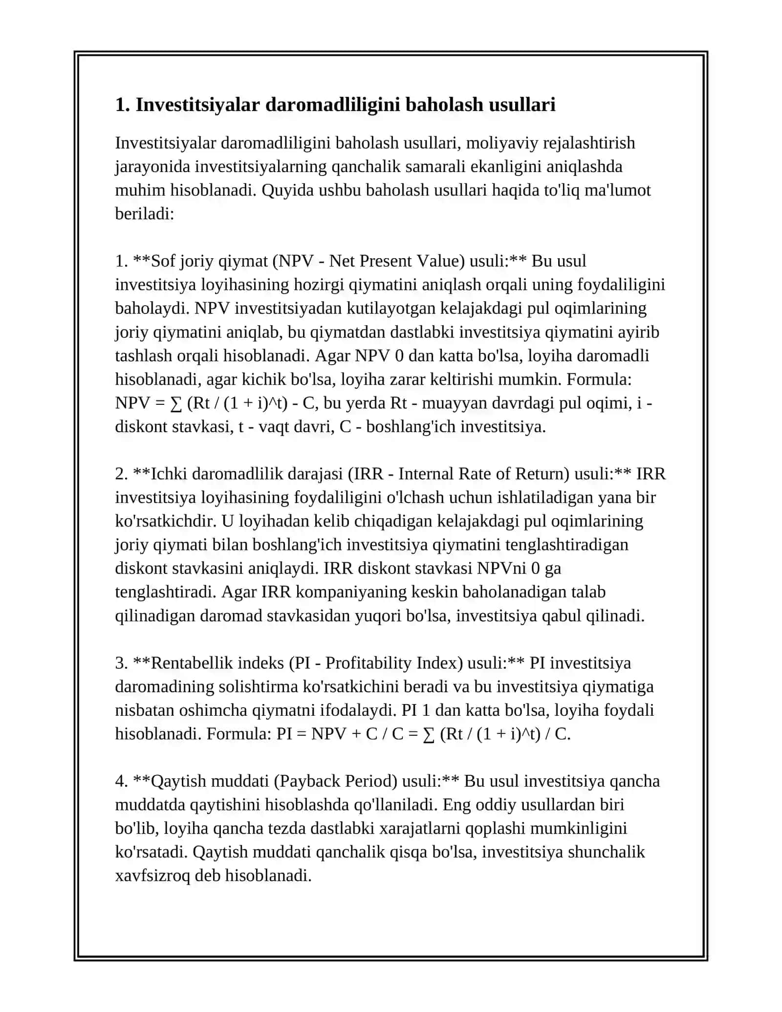 FINANSLIQ REJELESTIRIWDE INVESTITSIYALAR DÁRAMATLILIĢI 3