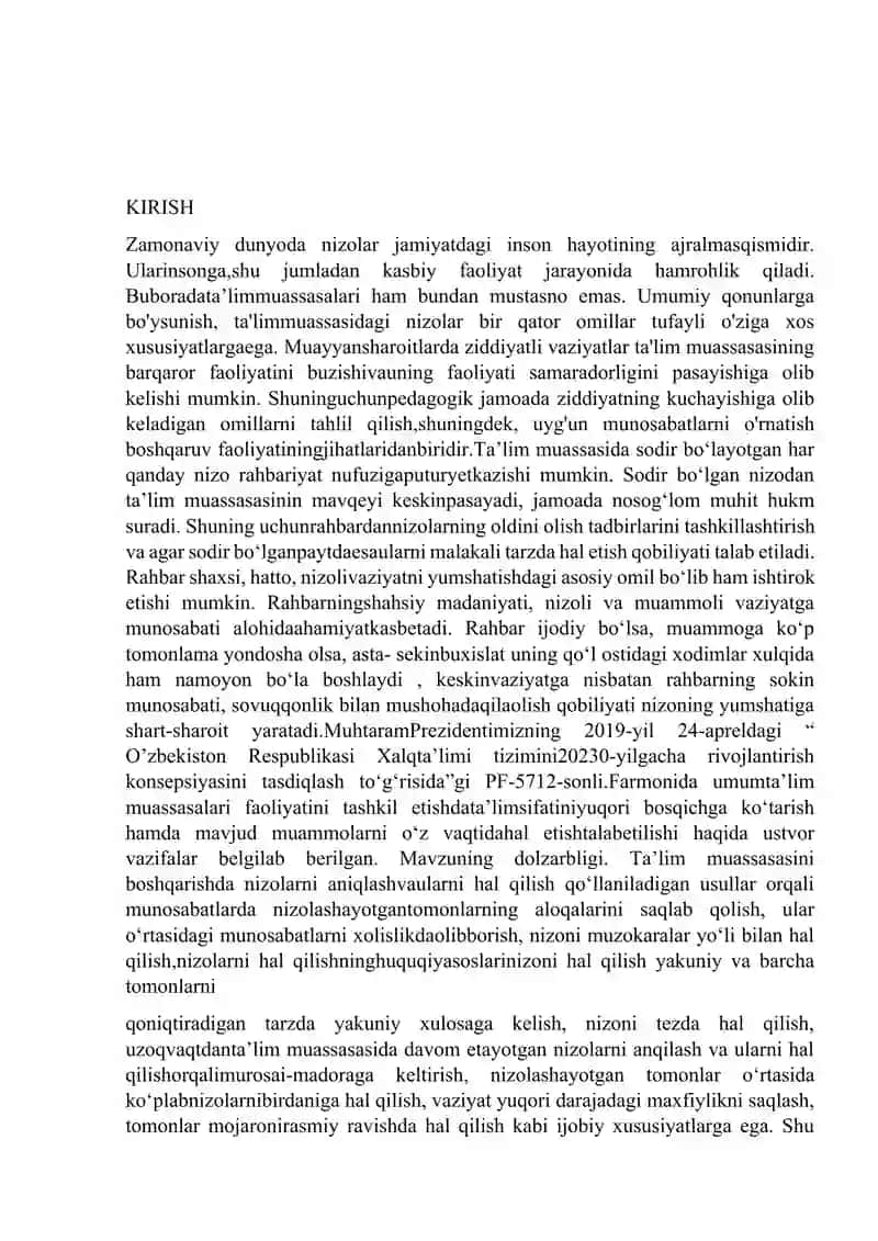 Taʼlim tizimidagi nizolar va ularni samarali hal etishning pedagogik psixologik yoʻllari mavzusidagi 3