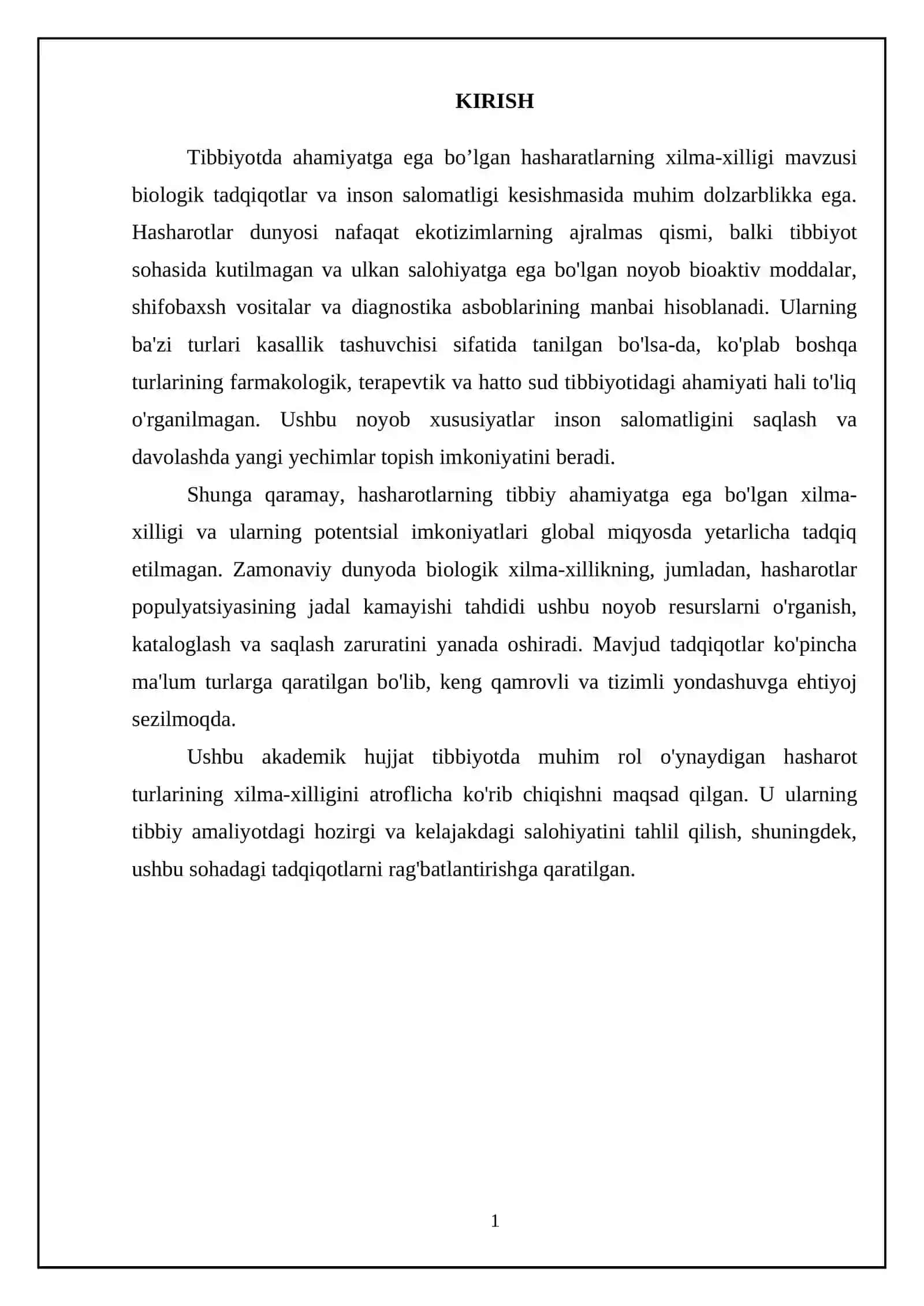 Tibbiyotda ahamiyatga ega bo’lgan hashoratlarning xilma xilligi 3