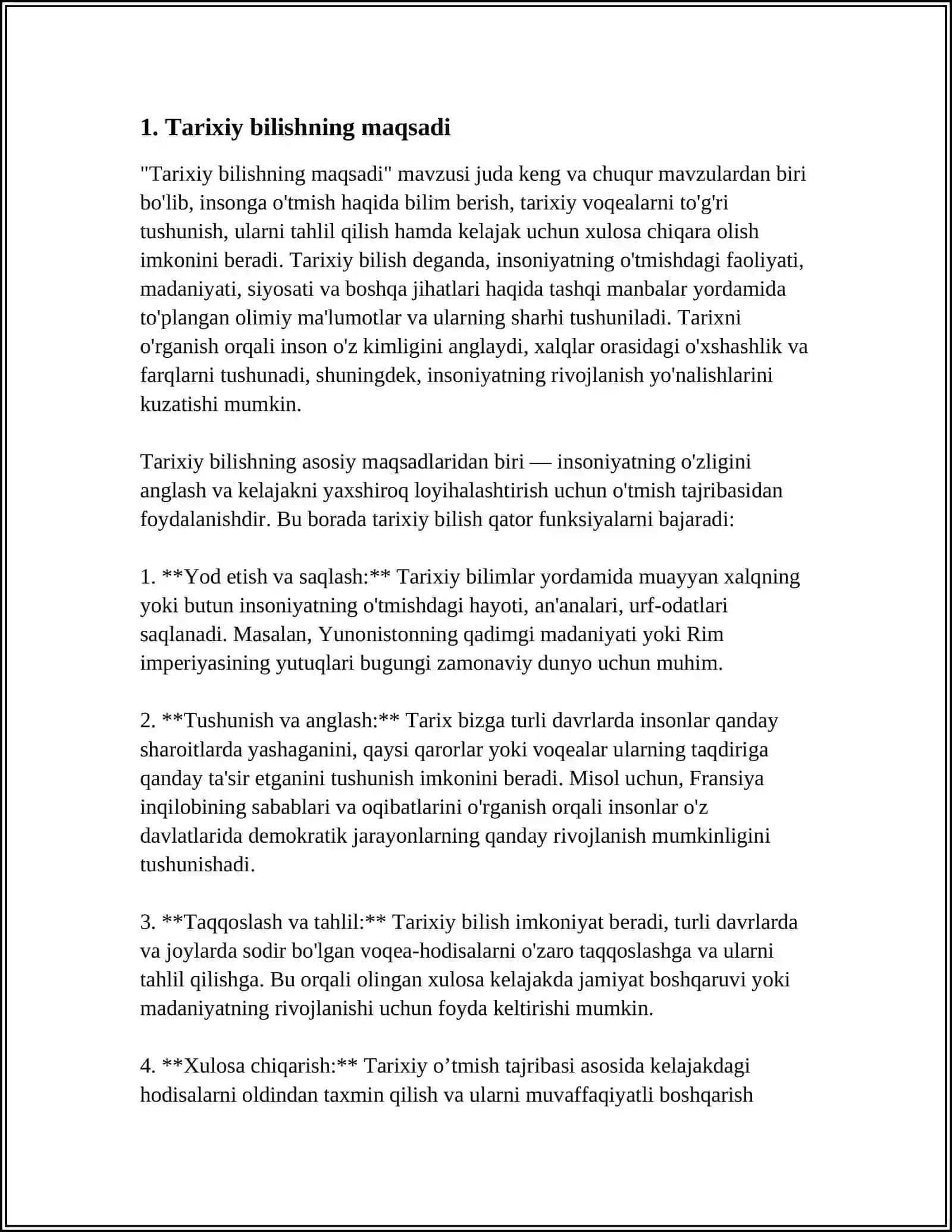 TARIXIY BILISHNING O’ZIGA XOSLIGI 3