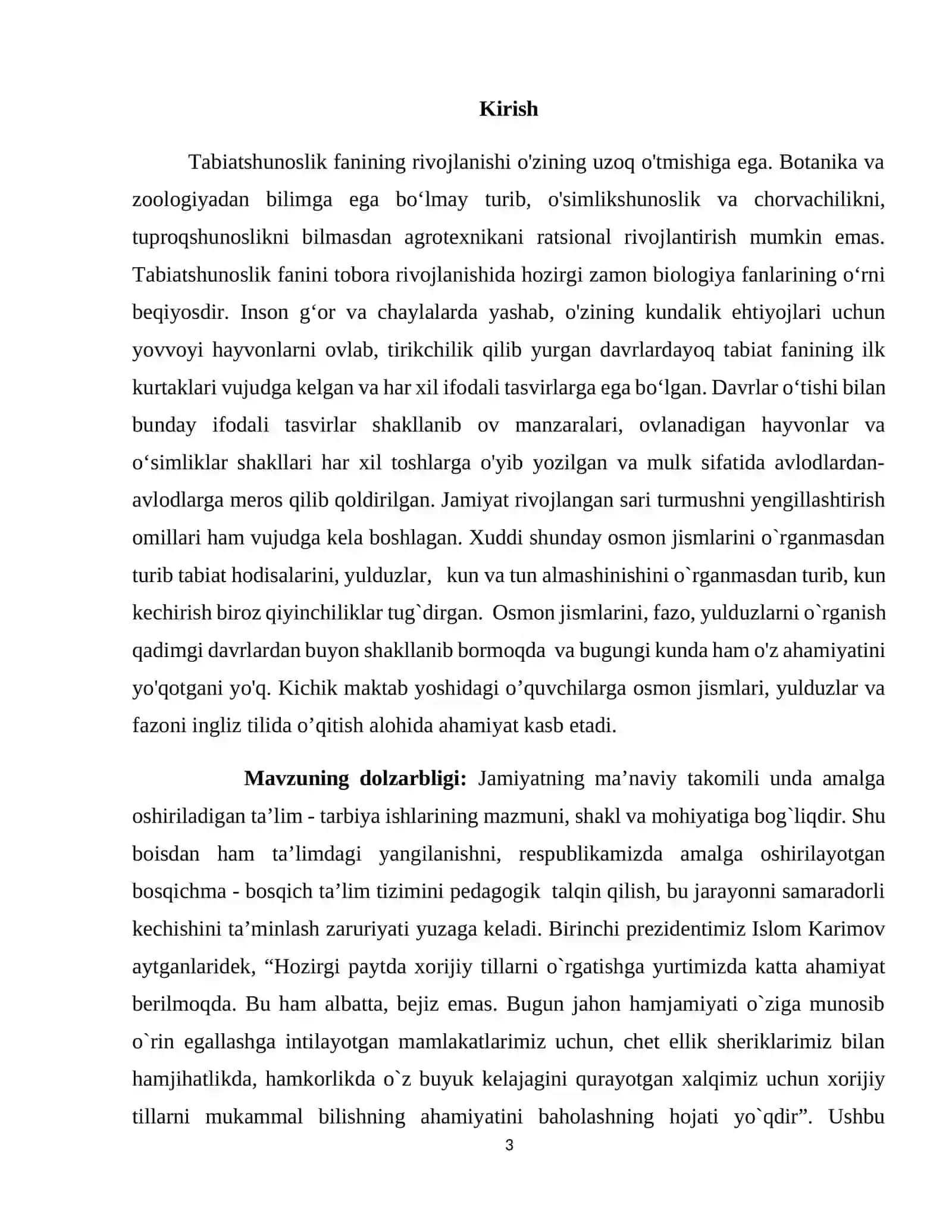 "INGLIZ TIILIDA OSMON, YULDUZLAR, FAZOLARNI O`RGANISH ISHLANMA LOYIHASI" 3