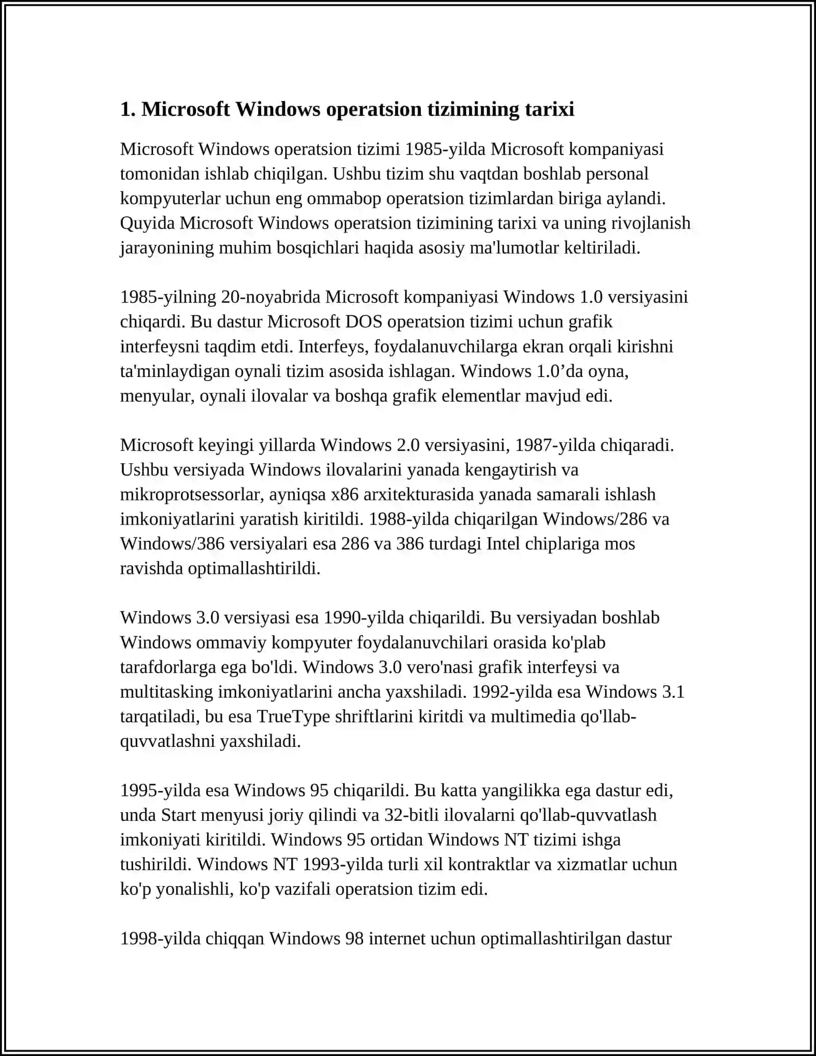 MICROSOFT, WINDOWS,APPLE MACINTOSH VA LUNIZ OPERATSION TIZIMLARINING UMUMIY TAVSIFLARI 3