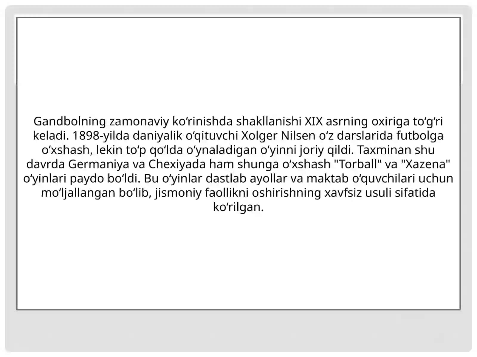 GANDBOLo'yiningrivojlanishtarixivarivojlanishbosqichlari 3