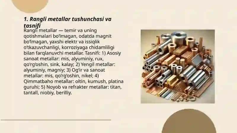 Rangli metallar haqida umumiy ma‘lumotlarni o‘rganish 3