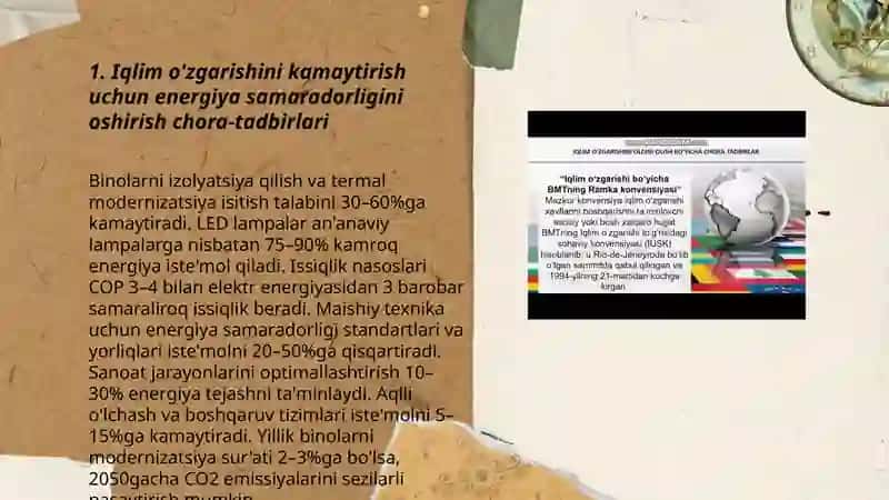 Iqlim O'zgarishi va Ung Oqibatlariga Qarshi Kurash Bo'yicha Chora-Tadbirlar Ishlab Chiqish 3