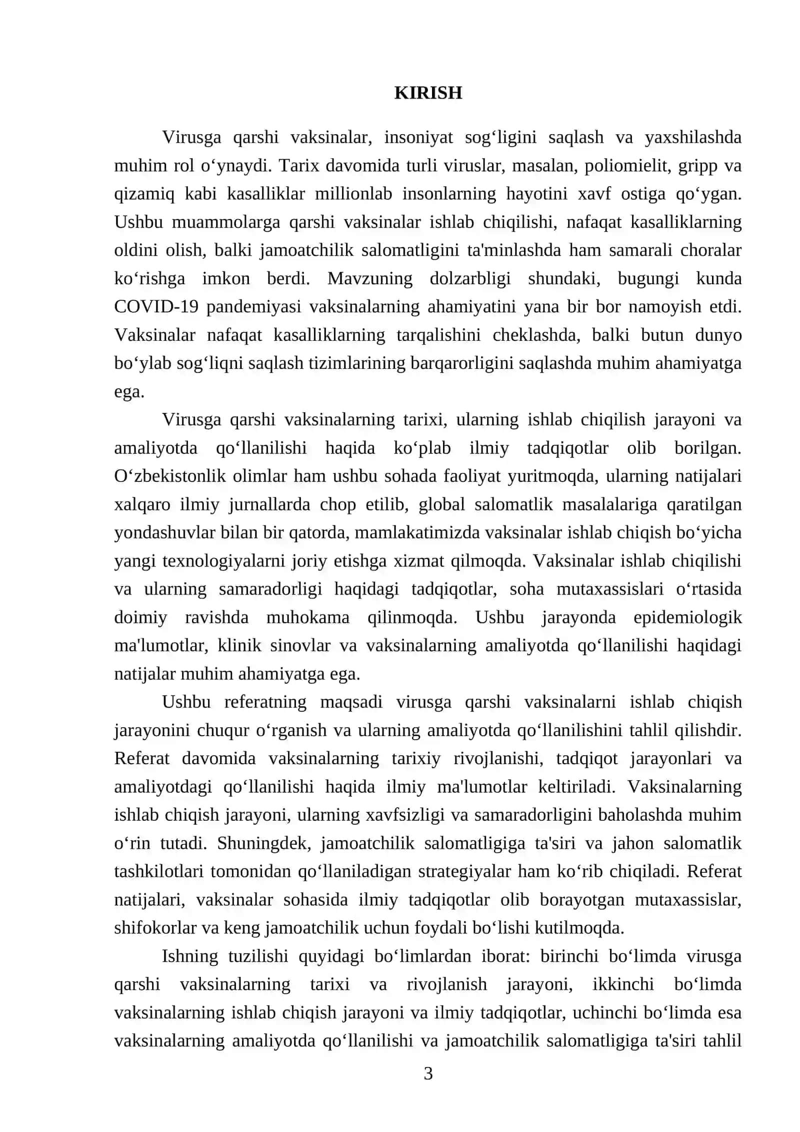 Virusga qarshi vaksinalar va ularni ishlab chiqish borasida olib borilgan ishlar vaksinalarning amalyotda qoʻllanilishi 3
