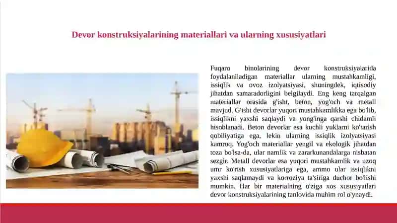Fuqaro binolarining devor konstruksiyalari 3