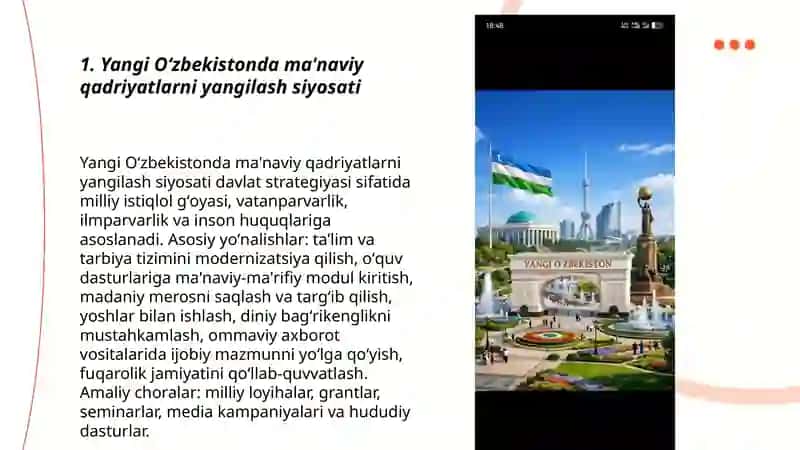 Yangi Oʻzbekistonda amalga oshirilayotgan ma'naviy oʻzgarishlar 3