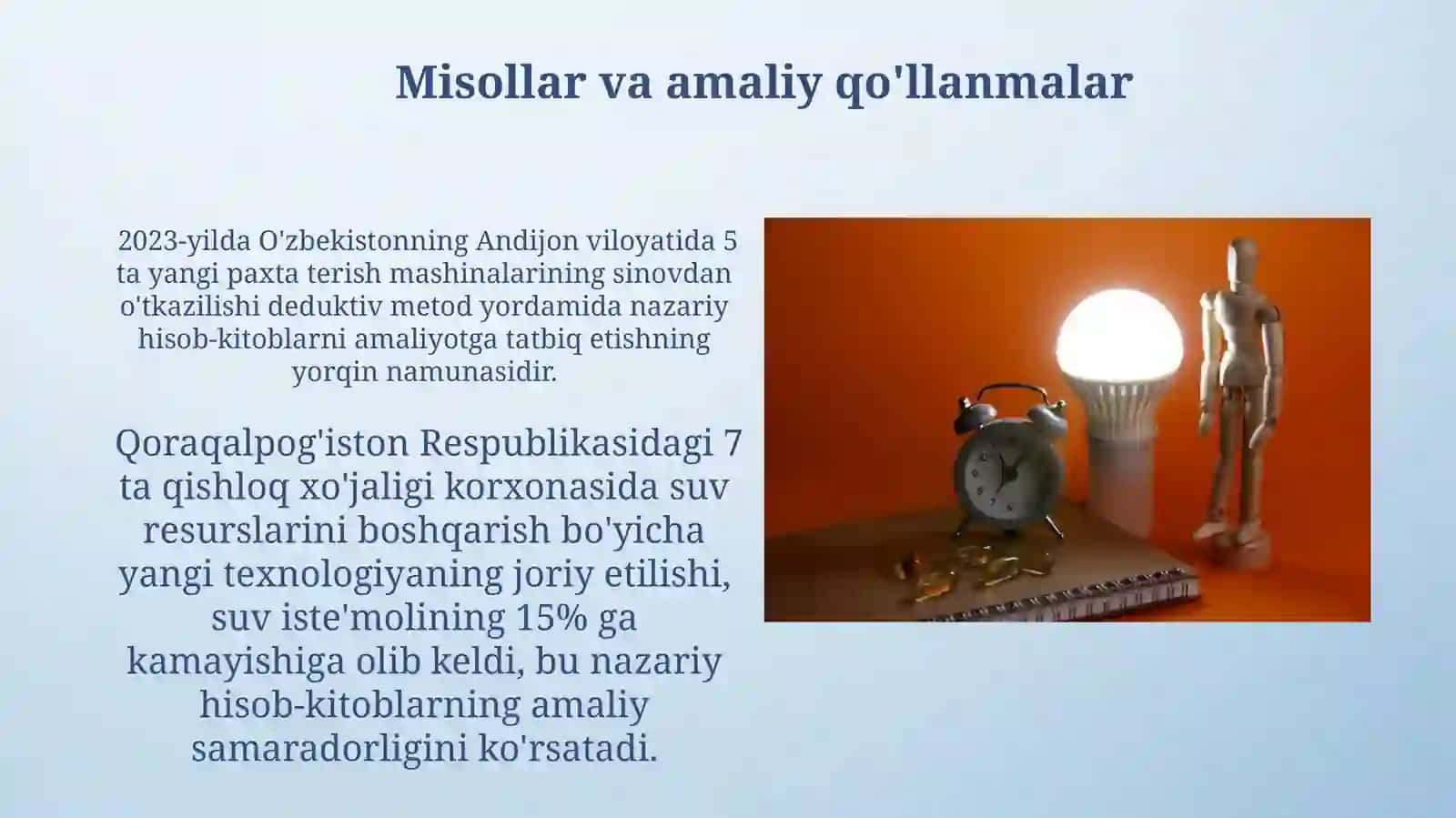 Deduksiya metodi nazariy tushunchalardan amaliyotga o'tish 3