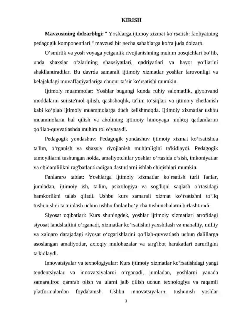 Yoshlarga ijtimoy xizmat ko‘rsatish: faoliyatning pedagogik komponentlari 3