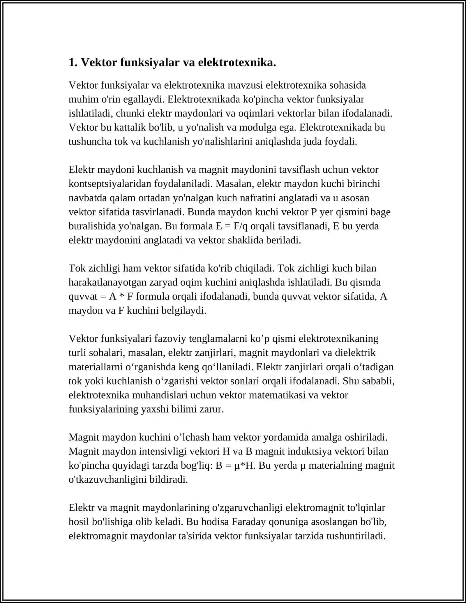 VEKTOR FUNKSIYALARNING INJENERLIK SOHASIDAGI TATBIQLARI 3