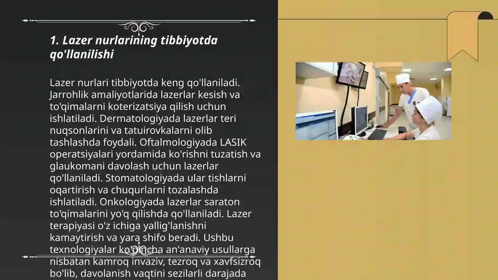 Lazer nurlarini tibbiyotda fizikaviy ahamiyati 3