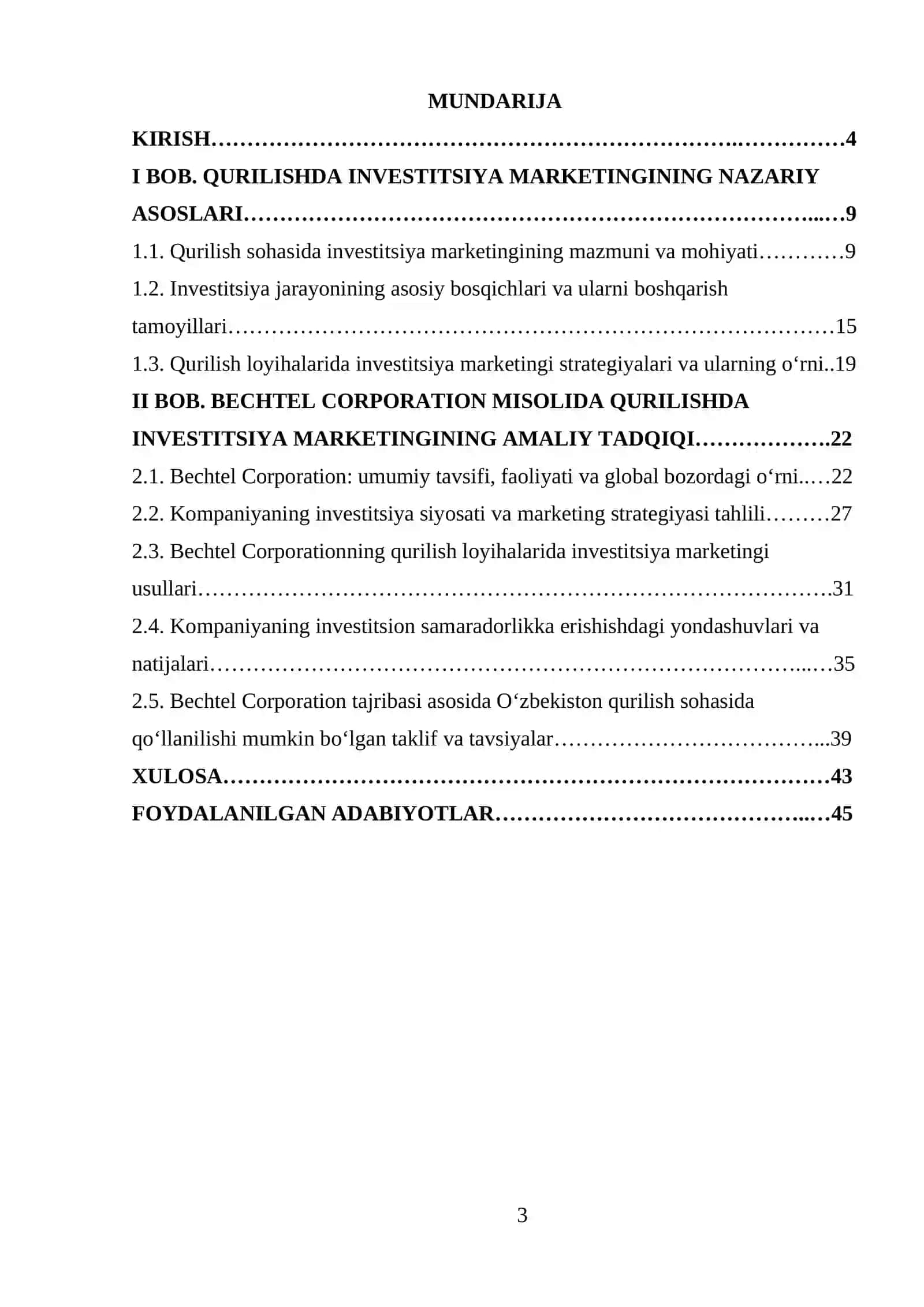 Qurilishda inverstitsiya marketingninig vazifalari va usullari (BECHTEL CORPORATION misolida) 3