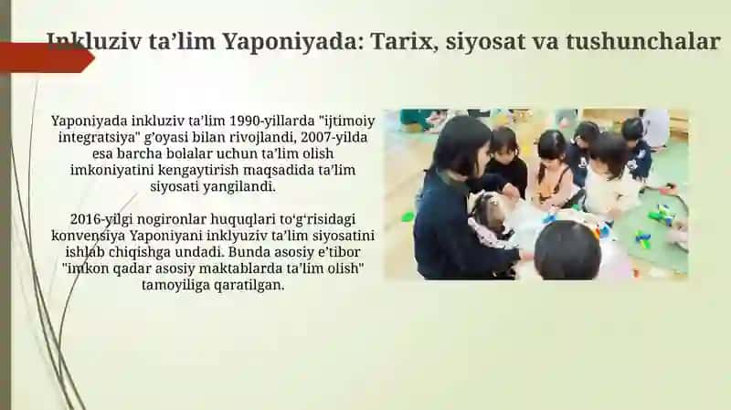 Inkluziv ta'lim Yaponiyada: Tarix, siyosat va tushunchalar 3