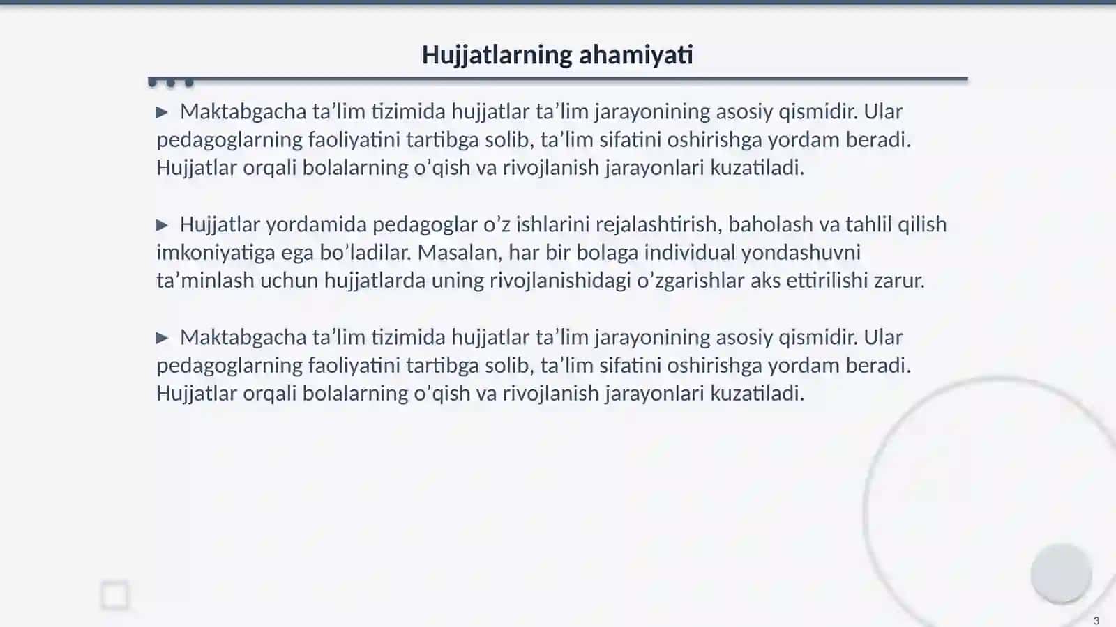Davlat va nodavlat maktabgacha taʼlim tashkilotlari va pedagoglarning ish hujjatlarini yuritishda ijodiy yondashuv asosida rasmiylashtirish tartibi 3