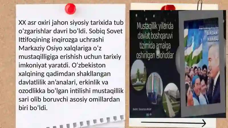 Mustaqil Oʻzbekiston Respublikasining tashkil topishi va uning tarixiy ahamiyati 3