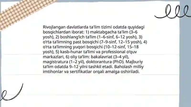 Rivojlangan davlatlarda ta'lim tizimi 3