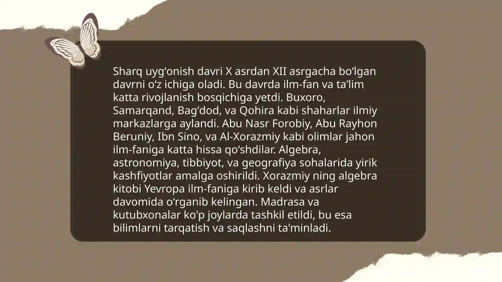 Sharq uygʻonish davrida ilm-fan va ta'limning rivojlanishi 3