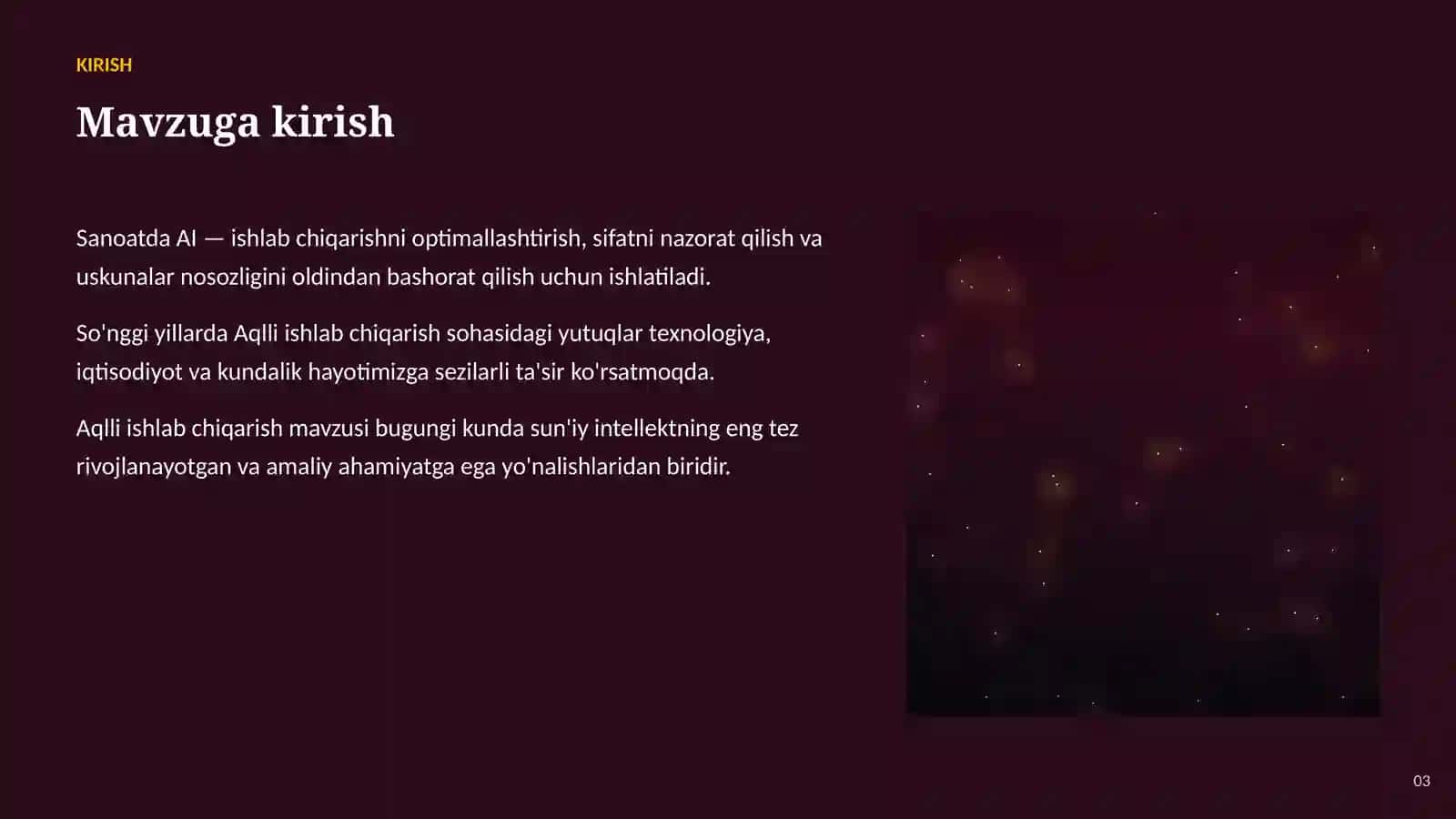 SUN'IY INTELLEKT • AI SANOAT VA ISHLAB CHIQARISHDA 3
