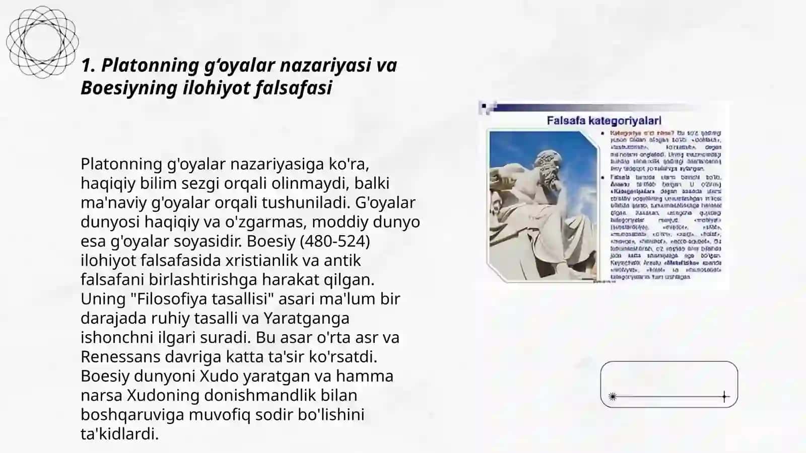 Yevropa mutafakkirlari Platon, Boesiy, R. Dekart, D. Yumning falsafaga oid qarashlarining qiyosiy tahlili 3