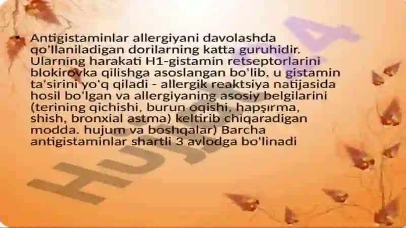 ANTIGISTAMIN DORI VOSITALARINING KLINIK FARMAKALOGIYASI 3
