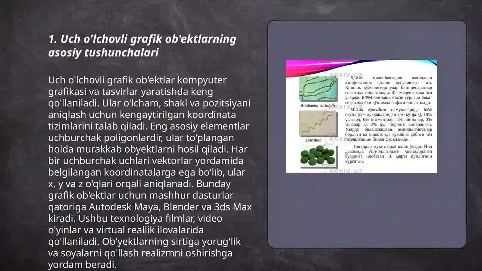 3 - o'lchovli grafik ob'ektlarni qurish usul va algoritmlari 3